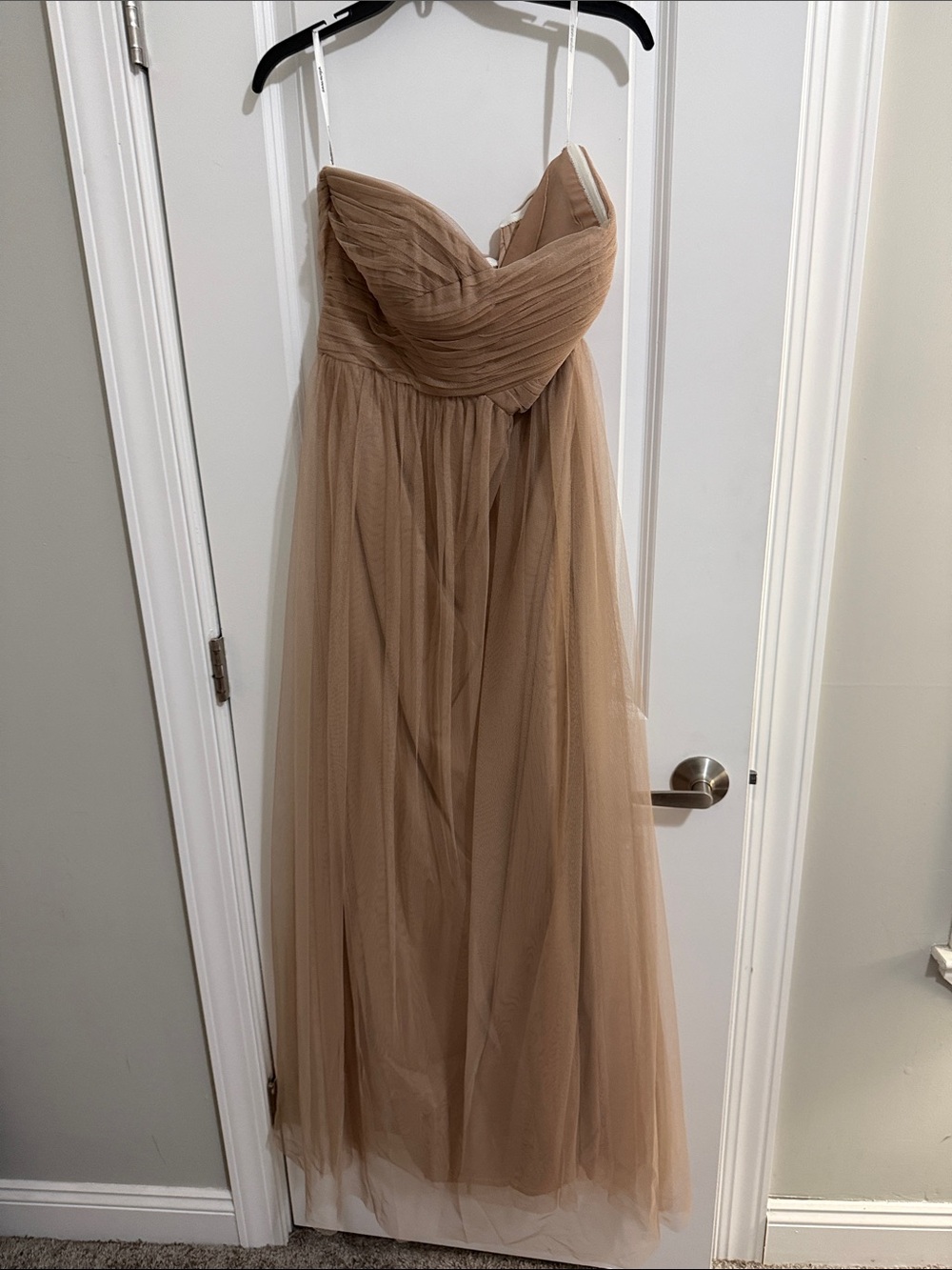 Strapless Beige Tulle Evening Dress